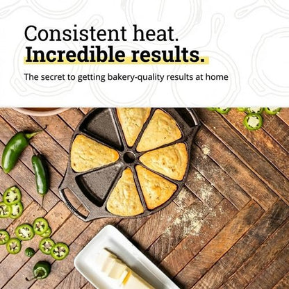 Lodge Cast Iron Wedge Pan - Versatile Cooking Tool for Perfectly Cooked Meals | Durable Design