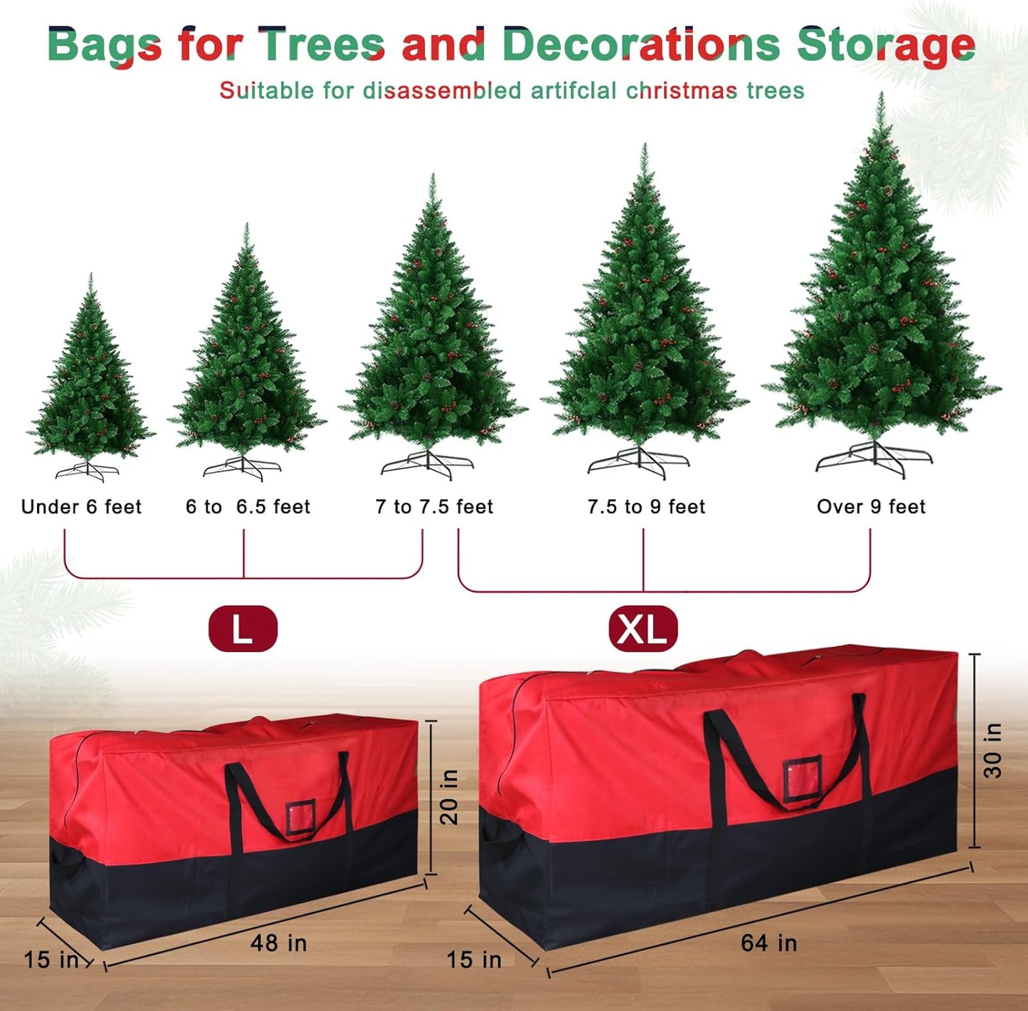 Christmas Tree Storage Bag - Heavy-Duty Waterproof Design for 9 Ft Trees | Reinforced Handles & Dual Zippers