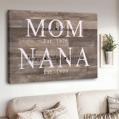 SHAANT Personalized Mother's Day Canvas | Custom Photo Wall Art for Mom & Grandma - Unique Gift with Kid's Name & Year