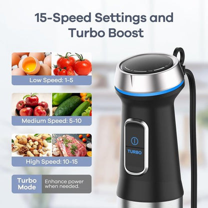 Ganiza Handheld Immersion Blender - 6-in-1 Electric Stick Blender with Stainless Steel Blade & Accessories