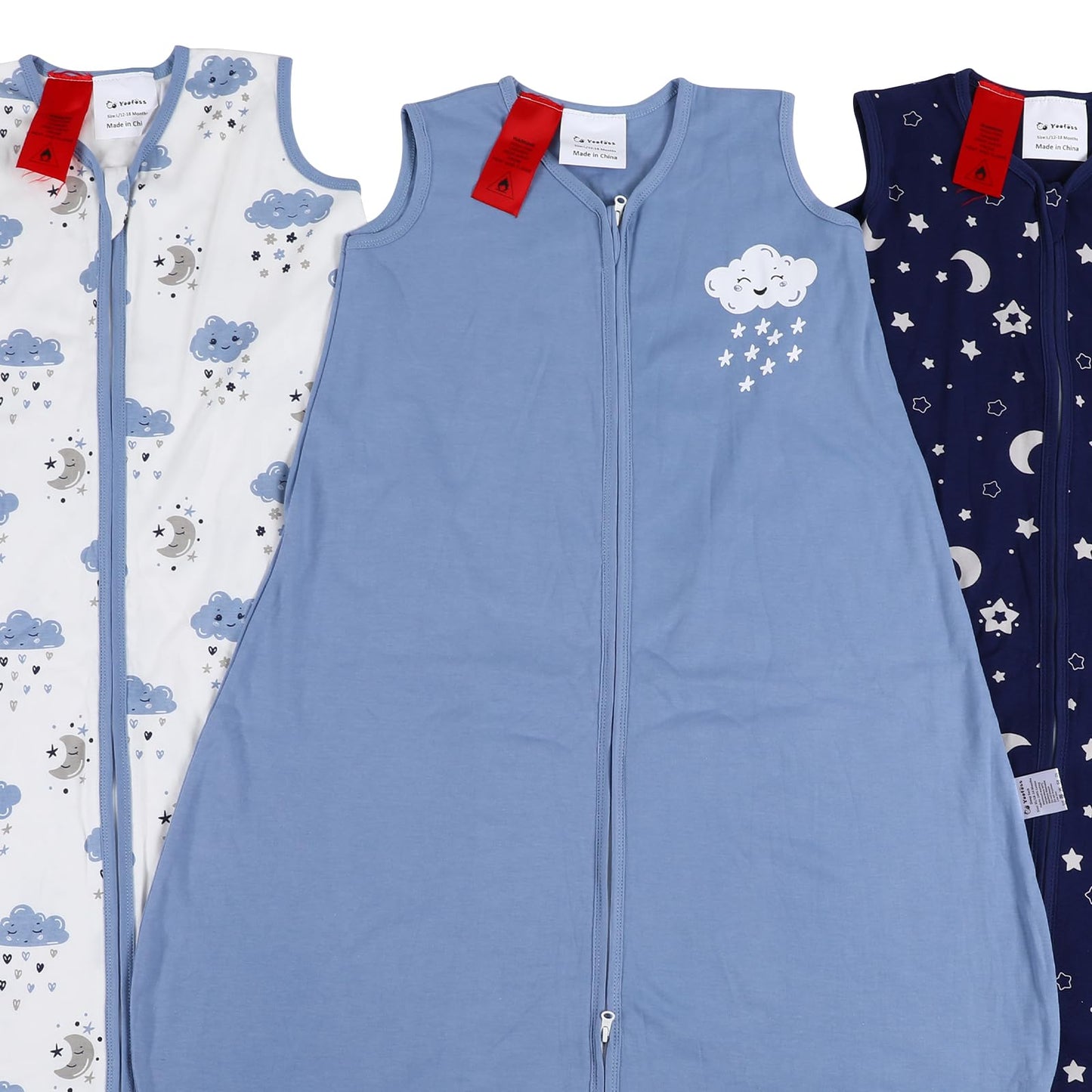 Yoofoss Baby Sleep Sack 18-24 Months Baby Wearable Blanket 100% Organic Cotton 2-Way Zipper TOG 0.5 Toddler Sleeping Sack 3 Pack, Soft Lightweight Sleep Sacks for Babies(X-Large)