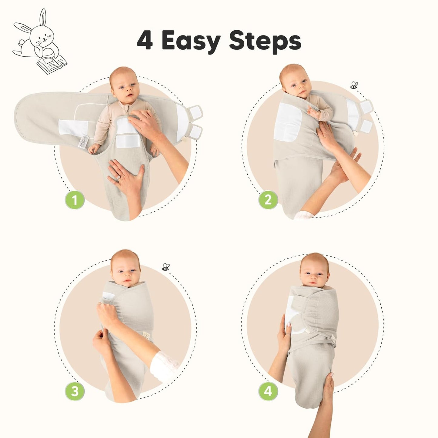 Willow Organic Swaddle Wraps - 3-Pack Baby Sleep Sacks for Newborns 0-3 Months, Soft & Snug Design