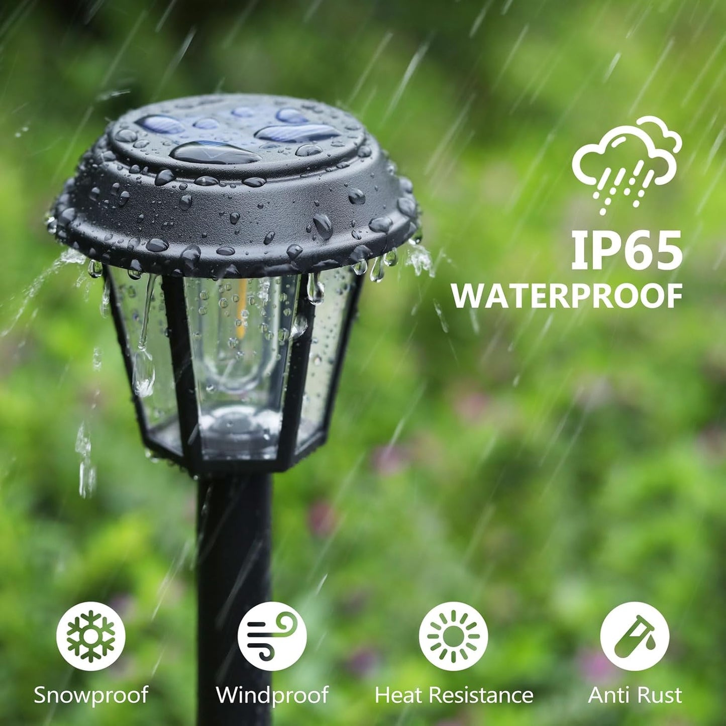 Priddop Solar Pathway Lights - 12 Pack Waterproof Outdoor Lights | 3000K Warm White Bulbs for Garden & Driveway