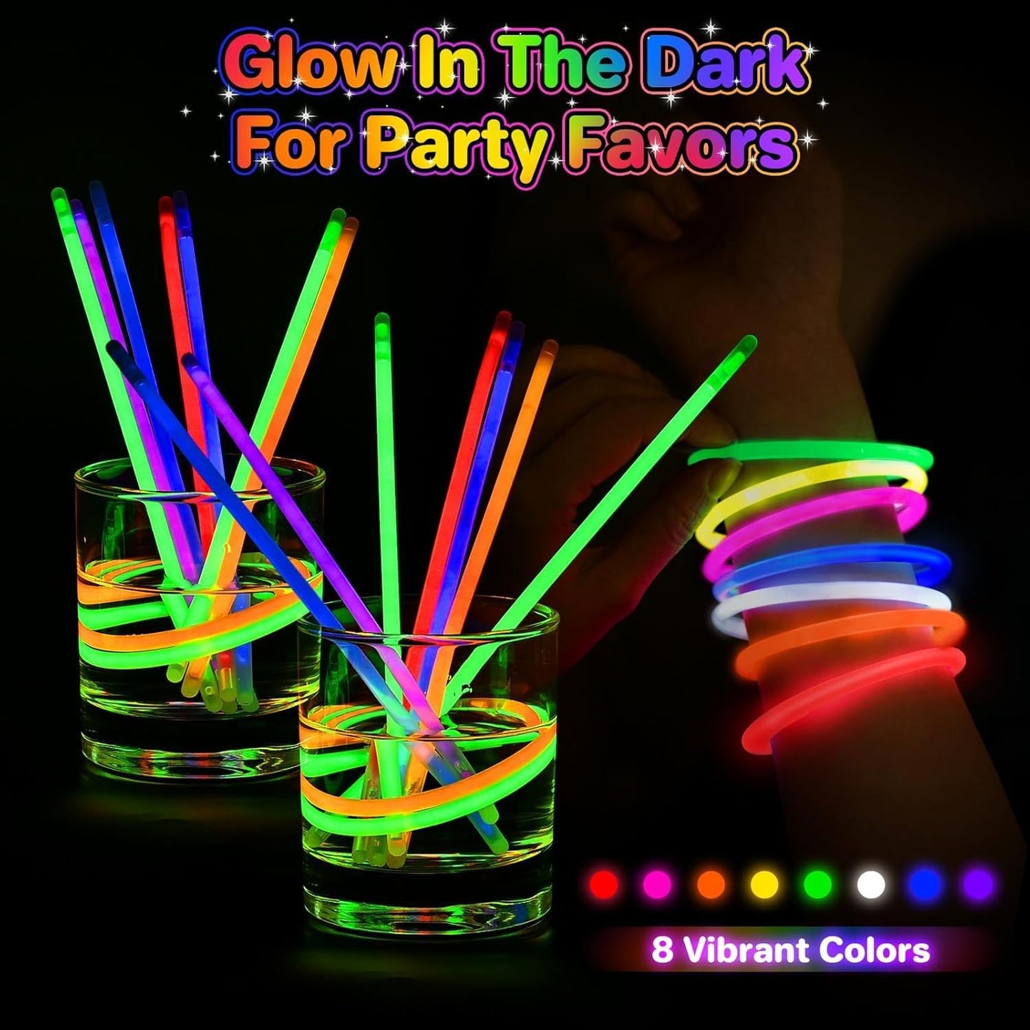 SpringFlower Glow Sticks - 100 PCS Bulk Glow in the Dark Party Supplies | Ideal for Kids & Adults