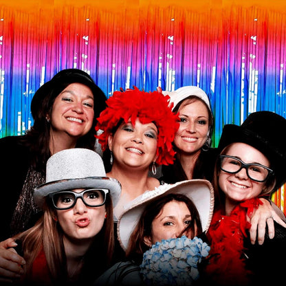Rainbow Tinsel Foil Fringe Curtain Backdrop - 8 Pack Metallic Streamers for Parties | 3.28Ft x 8.2Ft