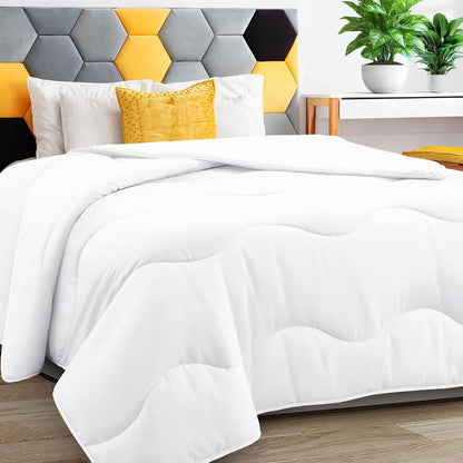 MEELUS Lightweight Cooling Comforter - Breathable All-Season Duvet Insert, Queen Size 88x88 Inch, Soft Microfiber