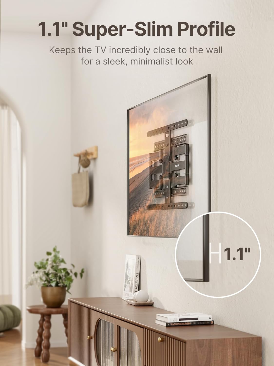 monTEK Ultra Slim TV Wall Mount - Full Motion Bracket for 43-90 Inch TVs | 1.1" Thin Design | Dual Swivel Arms | Max VESA 600x400mm | Supports 132lbs