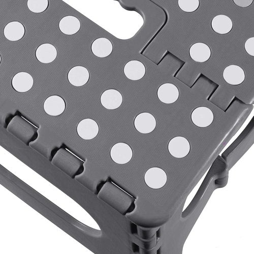 Casafield 9" Folding Step Stool with Handle, Gray - Portable Collapsible Small Plastic Foot Stool for Kids and Adults - Use in the Kitchen, Bathroom and Bedroom
