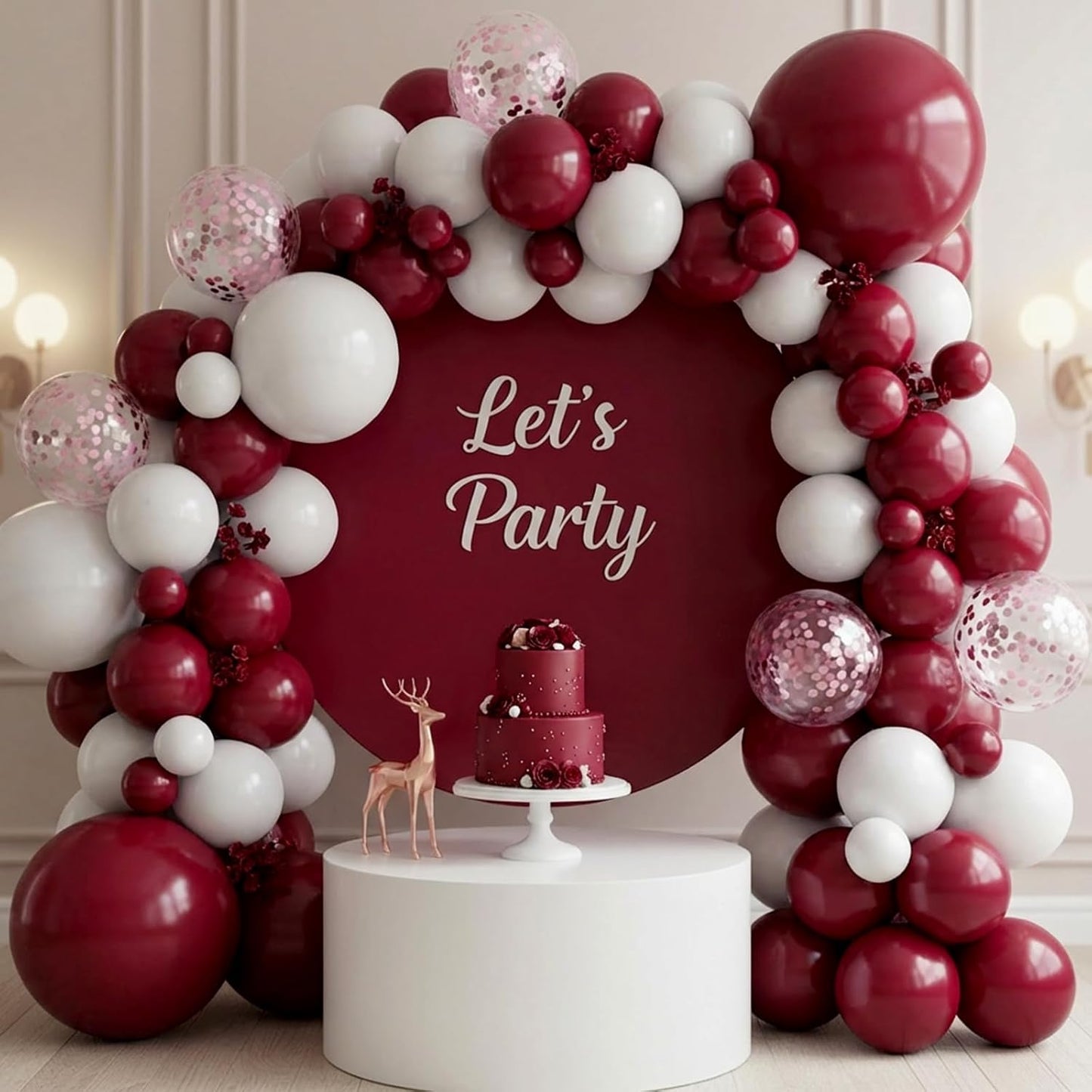 RUBFAC Burgundy Balloons - 129-Piece Latex Balloon Garland Kit | Maroon & Dark Ruby Red, 5-12 Inch