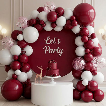 RUBFAC Burgundy Balloons - 129-Piece Latex Balloon Garland Kit | Maroon & Dark Ruby Red, 5-12 Inch