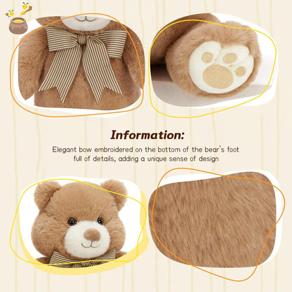 Skiennix 14" Teddy Bear Plush | Soft Snuggle Stuffed Animal with Bow Tie - Perfect Gift for Kids & Adults