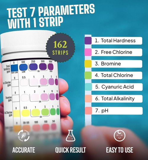 7-Way Hot Tub Test Strips by [Brand Name] - 162 Pcs for Accurate Spa & Pool Readings in 15 Seconds