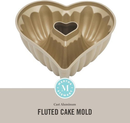 Martha Stewart Dunelle Heart-Shaped Cake Mold - 10.75" Nonstick Cast Aluminum Pan | Easy Release, Oven-Safe to 450°F