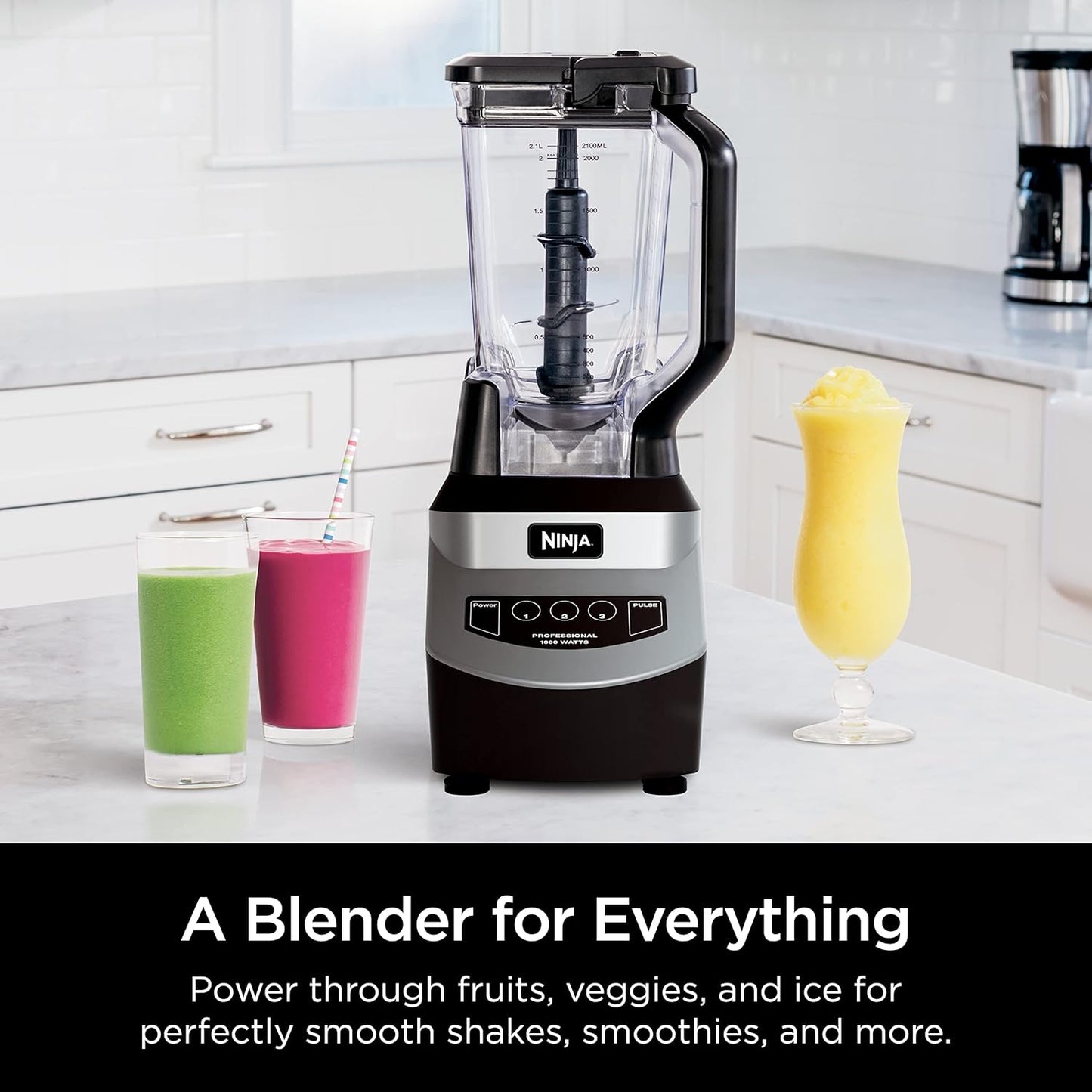 Ninja Blender - Smoothie Maker with Total Crushing™ Technology | 1000W Power, XL 72oz Pitcher, Dishwasher Safe | Black