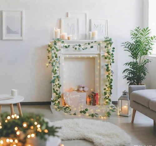 Eucalyptus Leaves String Lights by [Brand Name] - 20 LED Warm White Fairy Lights | 6.6Ft Battery Operated Garland Decor