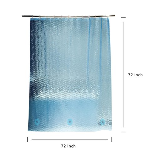 jssablo Blue Shower Curtain Liner, 100% Waterproof EVA 3D Shower Curtains with 3 Duty Heavy Bottom Magnets and 12 Rust Proof Grommets, 72x72 Weighted Shower Liner for Shower Stall, Bathtubs
