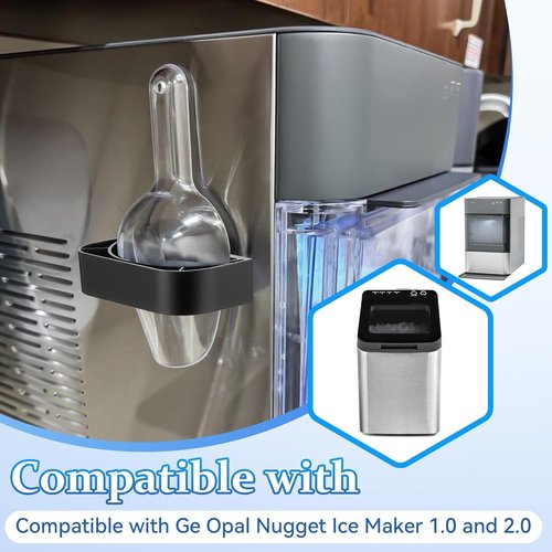 **GE Opal 2.0 Ice Scoop - Magnetic Holder & 9-Inch Low-Carbon Stainless Steel Design | Kitchen & Pet Food Accessory (Black)**