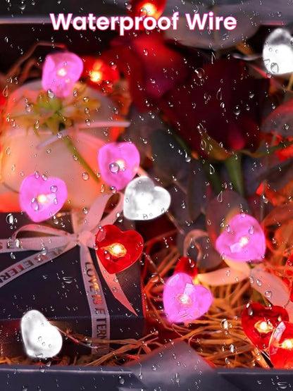 Skiennix Heart Fairy Lights - 10FT 30 LED Battery Operated String Lights | Waterproof for Indoor & Outdoor Valentine's Decor