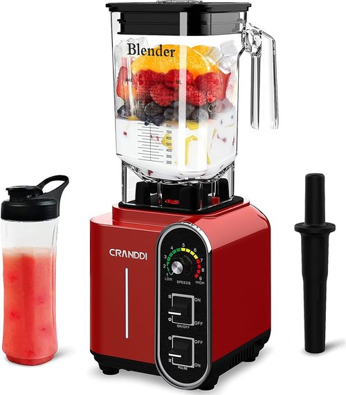 CRANDDI Smoothie Blender - 52oz 1800 Watt Professional Blender with Stainless Steel Blade & Self-Cleaning | K98C Red