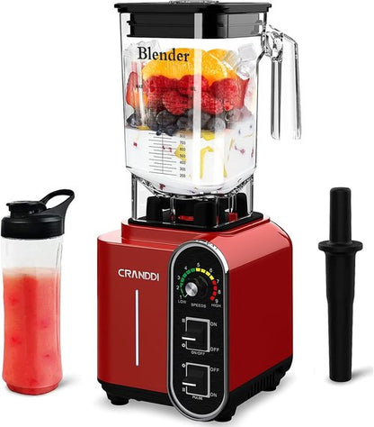 CRANDDI Smoothie Blender - 52oz 1800 Watt Professional Blender with Stainless Steel Blade & Self-Cleaning | K98C Red