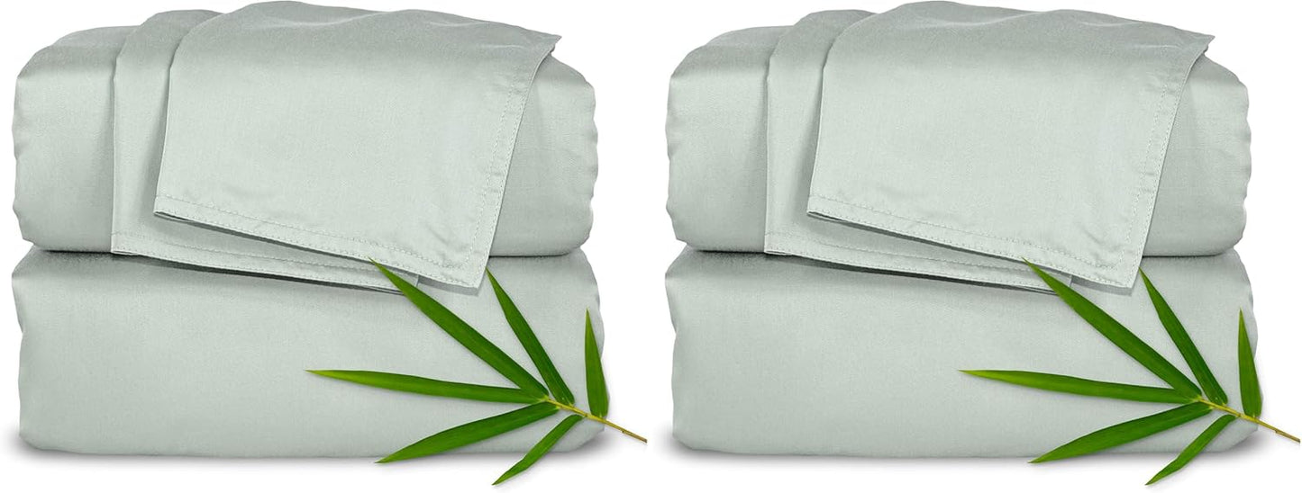 Pure Bamboo King Sheets - Luxuriously Soft & Cooling 100% Organic Viscose Bed Set | Sea Glass Color (Pack of 2)