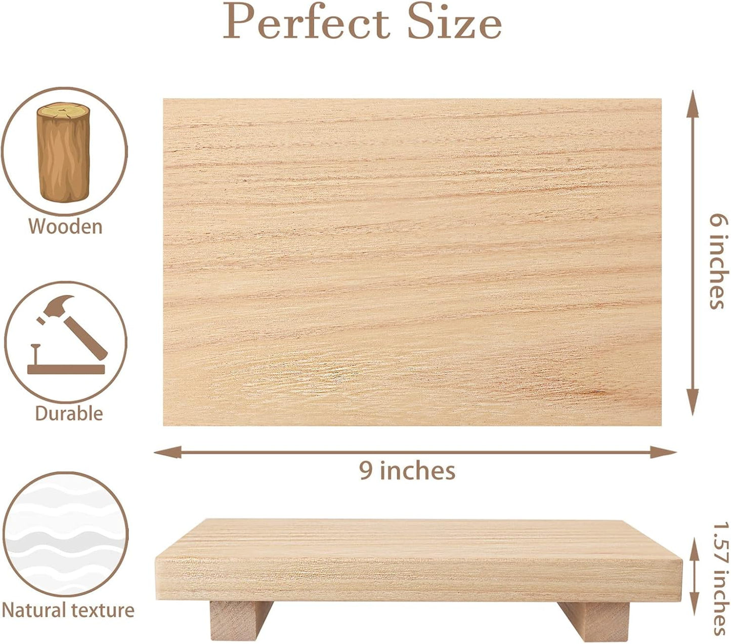 Zoocatia Small Wood Tray - Decorative Pedestal Stand for Farmhouse Bathroom Decor | 9" x 5.9" Burlywood