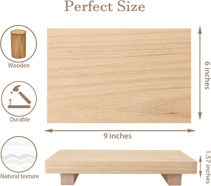 Zoocatia Small Wood Tray - Decorative Pedestal Stand for Farmhouse Bathroom Decor | 9" x 5.9" Burlywood