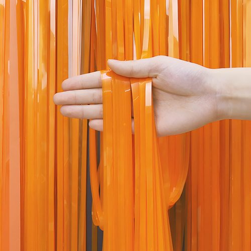 GREATRIL Orange Tinsel Curtain Backdrop - Foil Fringe Party Streamers for Fall & Thanksgiving | 2 Packs