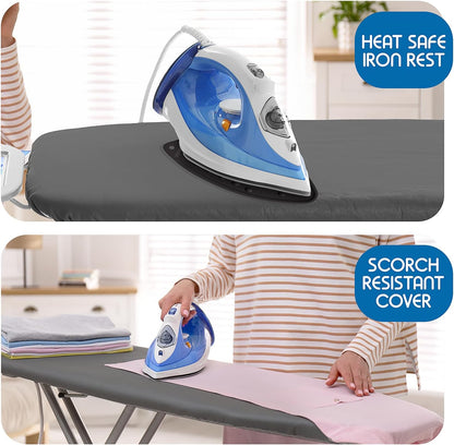 T&V Ironing Board Holder - Wall Mount & Over The Door Hanger for Laundry Room | Heat Reflective & Stain Resistant Cover Set