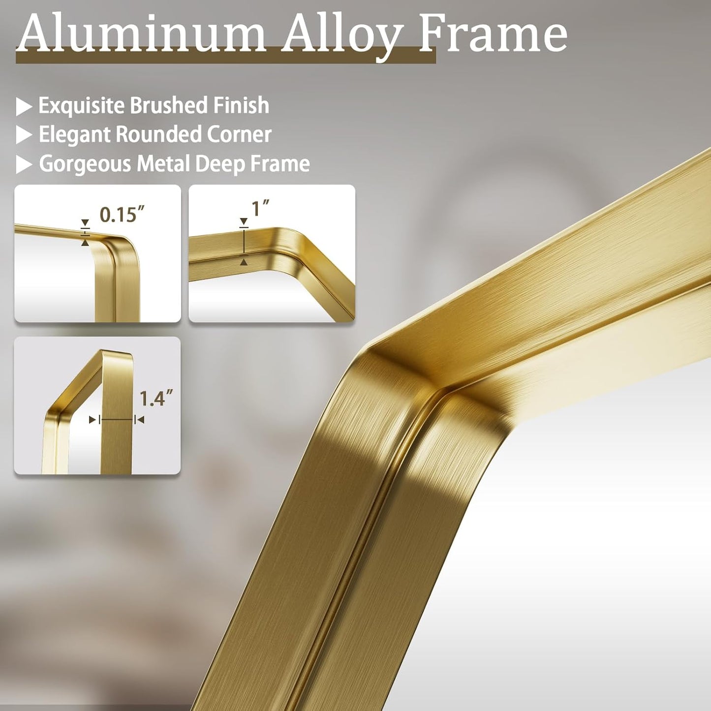 VooBang Gold Bathroom Mirror - 20x30 Inch Modern Deep Frame | Versatile Hanging or Leaning Design