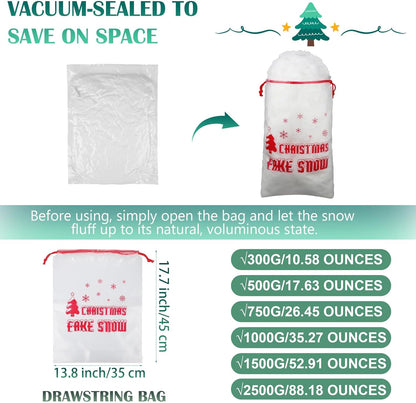 Aodaer Artificial Snow Decor - 2500g Fluffy Soft Cotton for Christmas Tree & Holiday Displays