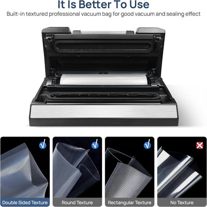 Vakumar Vacuum Sealer Machine - 90Kpa Food Preservation with Dry/Moist Modes & Built-In Cutter | Starter Kit Included