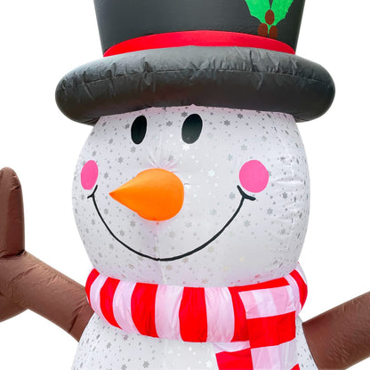XL Outdoor Christmas Decorations Yard Inflatables Blow Up Xmas Large Holiday Lawn Decor Winter Snowflakes Snowman, 8' Tall, by HappyThings!