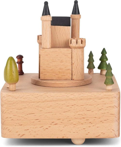 Cottage Garden | Castle Car Woodgrain 6-Inch Beech Wind-Up Musical Figurine - Charming Gift Idea