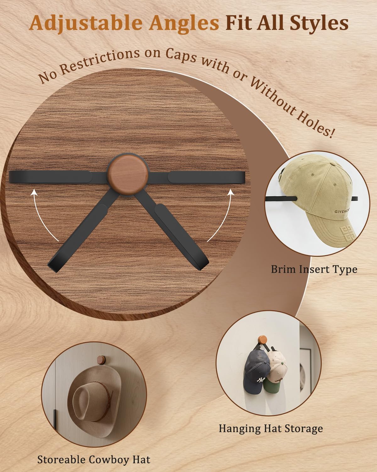Skiennix Hat Rack - Stainless Steel Wall Organizer | Holds Up to 25 Baseball Caps - 2 Pack