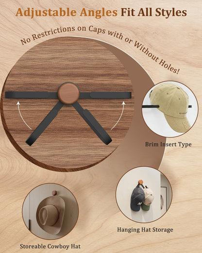 Skiennix Hat Rack - Stainless Steel Wall Organizer | Holds Up to 25 Baseball Caps - 2 Pack