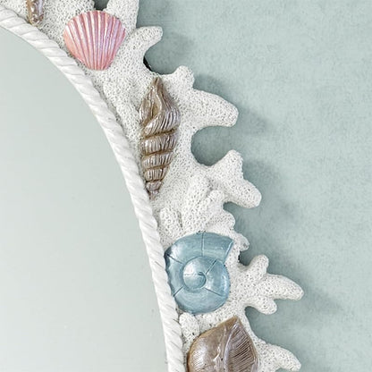 Shimmering Ocean Coral Reef Wall Mirror, 19x28 in Oval Coastal Decor