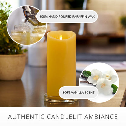 Luminara Moving Flame LED Pillar Flameless Candle, 9-inch, Vanilla Honey Scented, Ivory