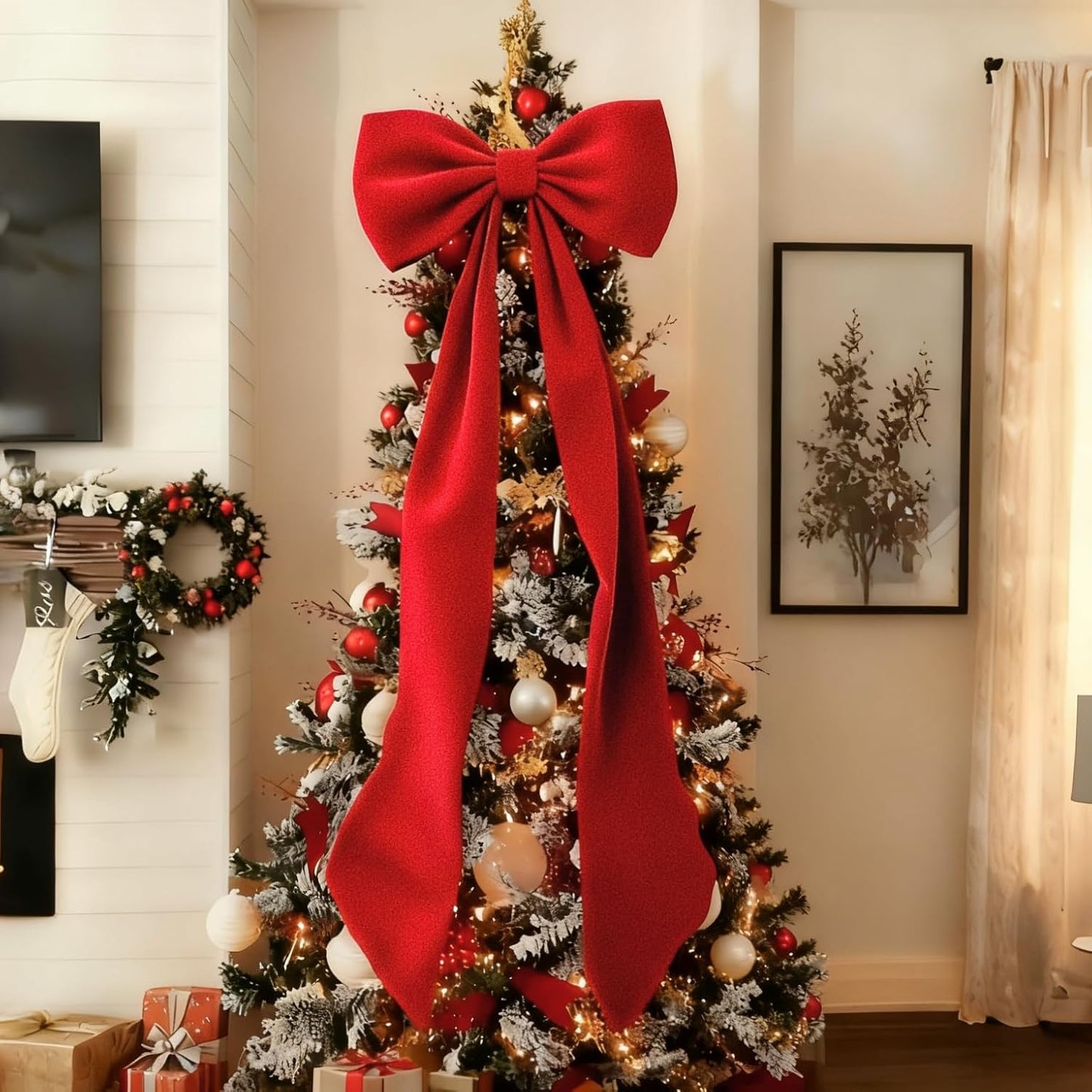 Regine Switzerland Large Ruby Red Velvet Bow - 50 x 20 Inch Christmas & Wedding Decor | Heavyweight Design