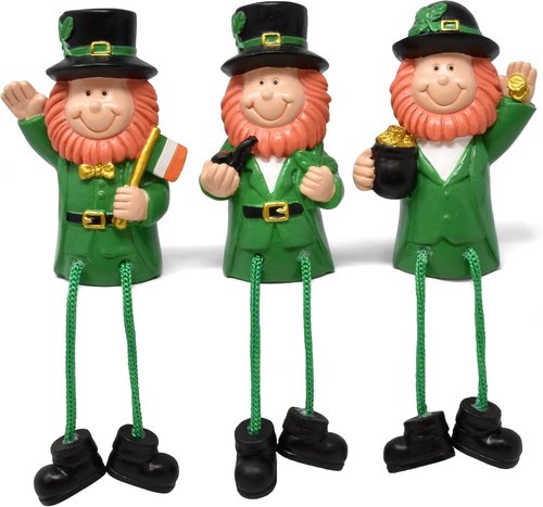Gift Boutique St. Patrick's Day Leprechaun Figurines - Set of 3 Resin Shelf Sitters for Festive Decor