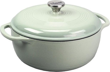 Lodge Essential Enamel Cast Iron Dutch Oven - 6 Quart Moisture-Sealing Lid & Dual Handles - Desert Sage