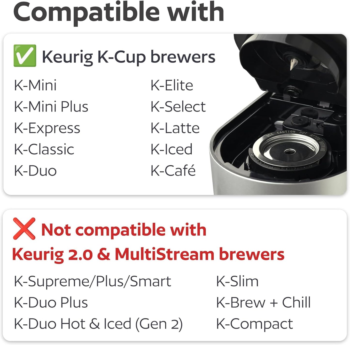 Skiennix 2-Pack Reusable K-Cup Coffee Filters - Durable 304 Stainless Steel for Keurig Brewers