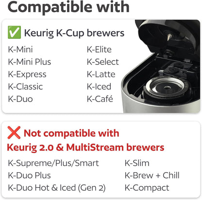 Skiennix 2-Pack Reusable K-Cup Coffee Filters - Durable 304 Stainless Steel for Keurig Brewers