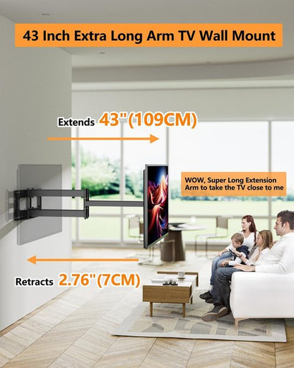 FORGING MOUNT Heavy Duty TV Wall Mount - Dual Articulating Arms for 50-90 Inch Screens, Full Motion, 198lbs Capacity