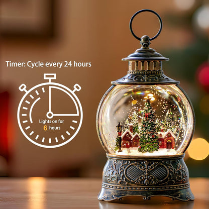 Regine Switzerland Christmas Snow Globe Lantern - Musical Water Lantern with Timer & USB/Battery Operated | Festive Decoration Gift