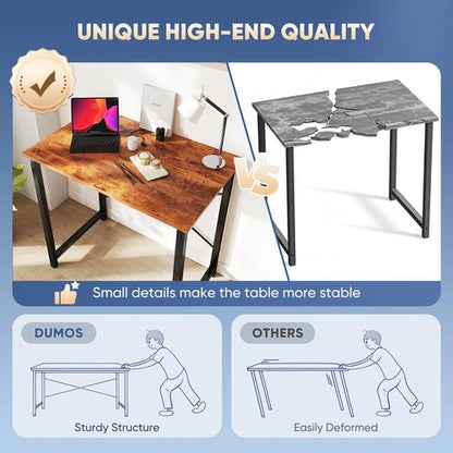 DUMOS 32 in Small Computer Desk for Home Office, Modern Study Work Table Simple Style for Bedroom, Writing Desks with X-Shaped Reinforcement, Rust