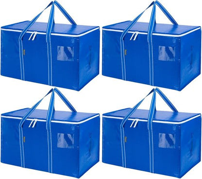 BALEINE 4-Pack Oversized Moving Bags - Heavy-Duty Storage Totes with Reinforced Handles | Royal Blue