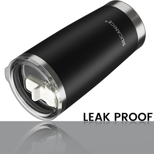 20oz Hygienic Insulated Tumbler - 100% Leakproof Lid with Removable Spout & Straw | Perfect for Iced Coffee & Smoothies - Black