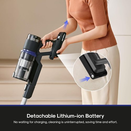 Eureka Cordless Vacuum Cleaner - Lightweight Rechargeable Stick for Carpet & Pet Hair - Black NEC451BL