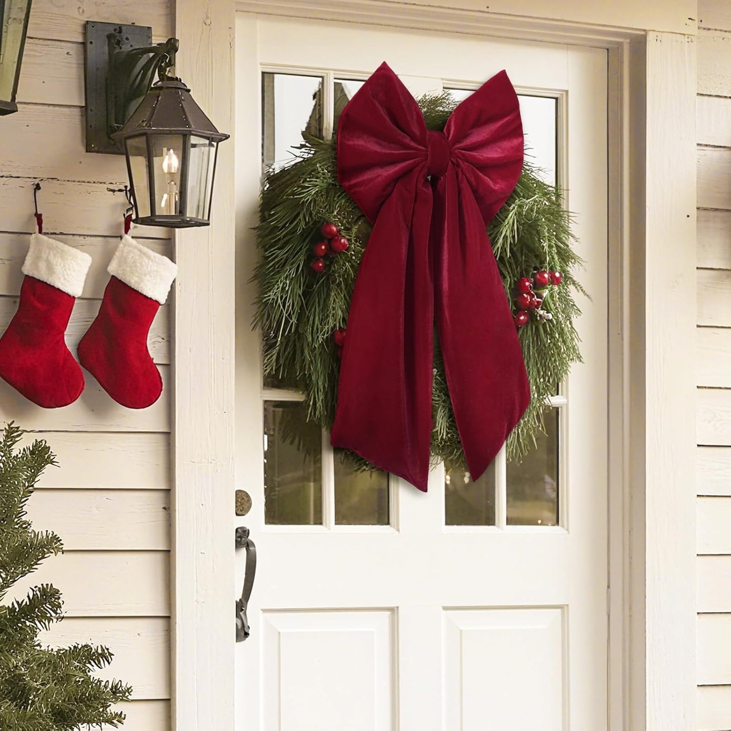 Regine Switzerland Christmas Tree Topper | Large 36x18 Inches Red Velvet Bow - Perfect for Indoor & Outdoor Decor